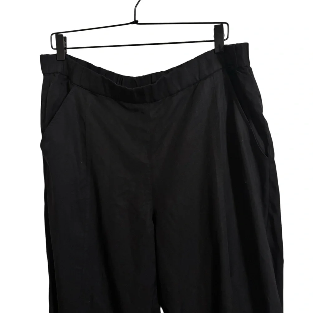 Eileen Fisher Black Tencel Lyocell Straight Leg Pants Large‎